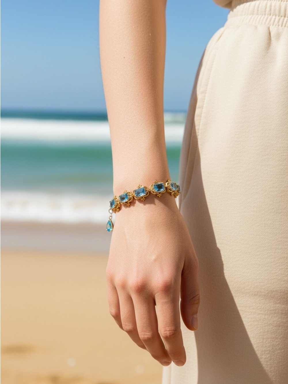 Chuck Clemency STS Blue Topaz Sterling Silver Bracelet - Picture 4 of 11